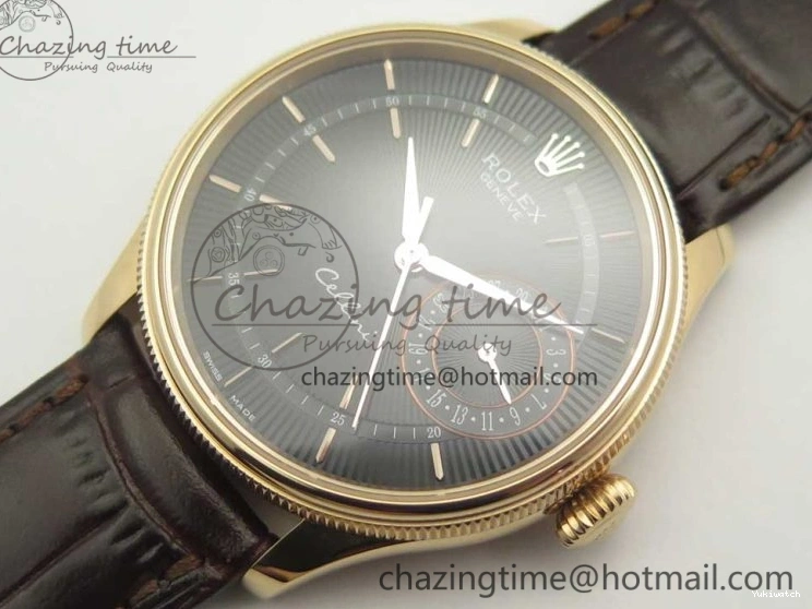 Best Leather Markers Edition Real A3165 Strap Date Brown RG Black Sticks 50519 on Dial Cellini MK 0408